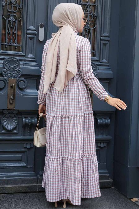 Modest Powder Pink Long Sleeve Dress 2702PD