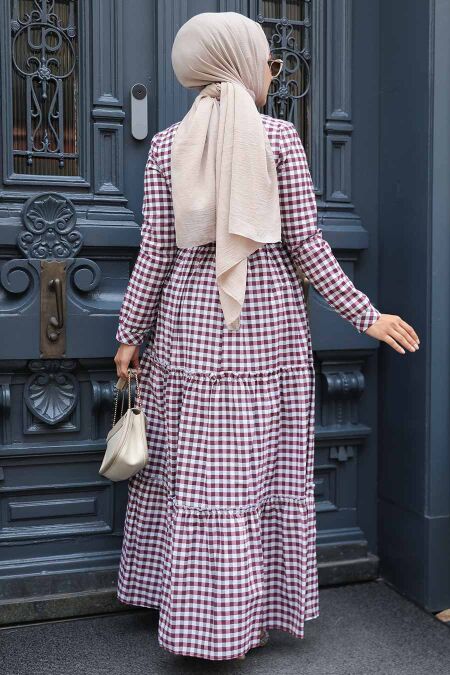 Modest Plum Color Long Sleeve Dress 2702MU