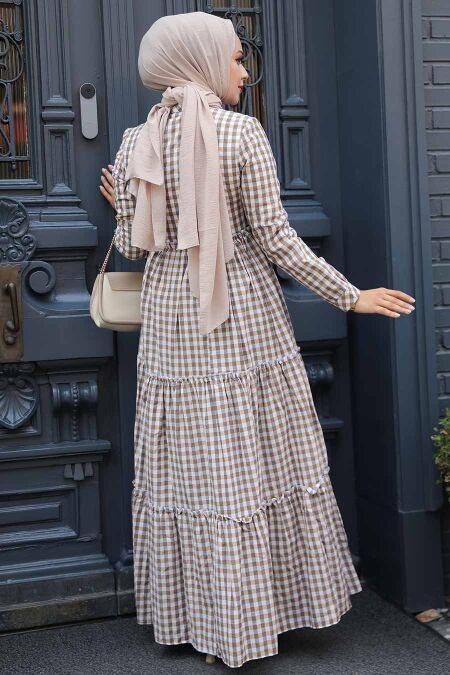 Modest Beige  Long Sleeve Dress 2702BEJ