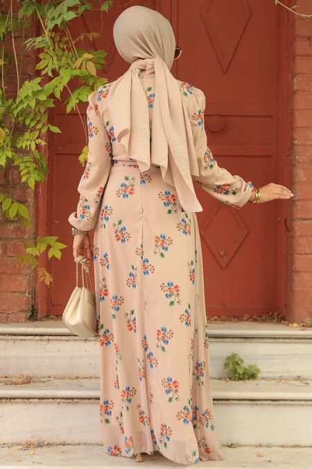  Beige Modest Dress 27935BEJ