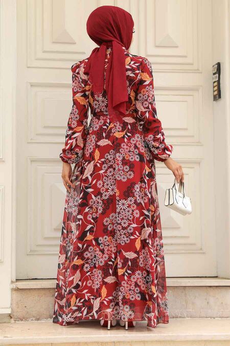  Claret Red Hijab Turkish Dress 27950BR