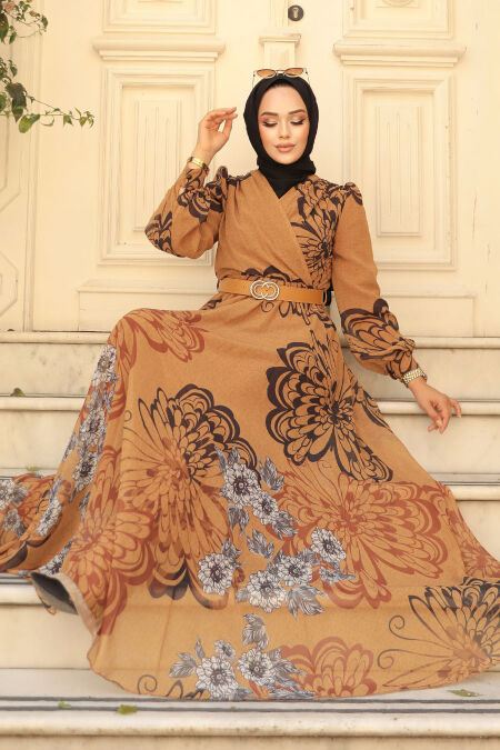 Mustard Hijab Dress 3463HR