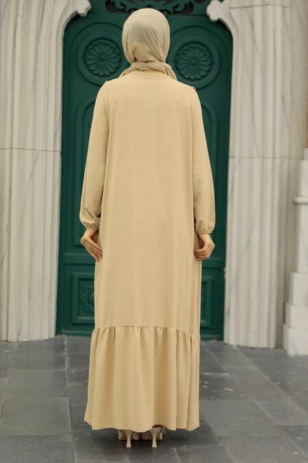 Beige Hijab Dress 7681BEJ