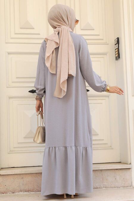 Grey Hijab Dress 7681GR