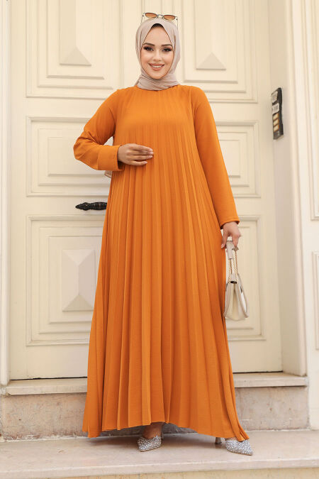 Mustard Muslim Long Dress Style 76840HR