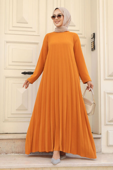 Mustard Muslim Long Dress Style 76840HR