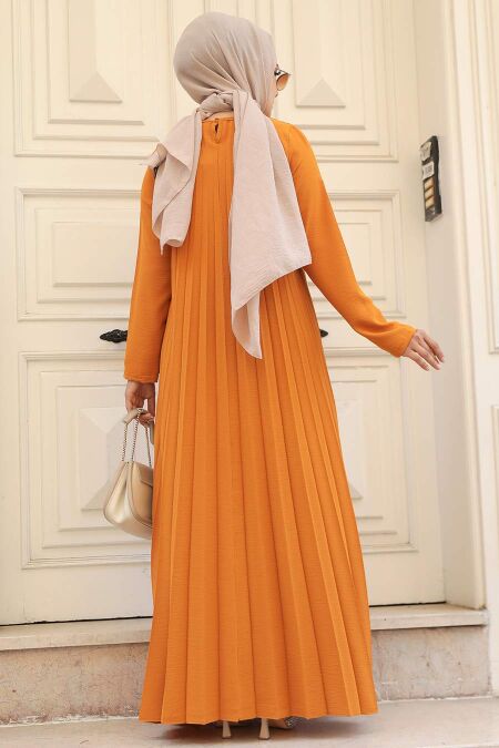 Mustard Muslim Long Dress Style 76840HR