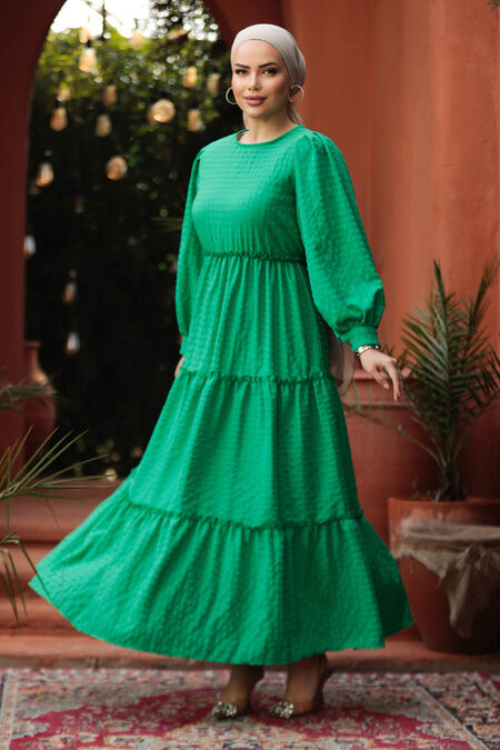  Green Modest Summer Dress 3033Y