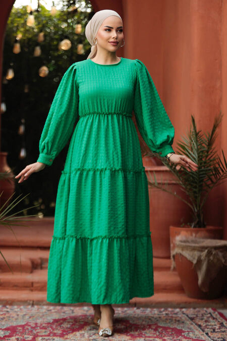  Green Modest Summer Dress 3033Y