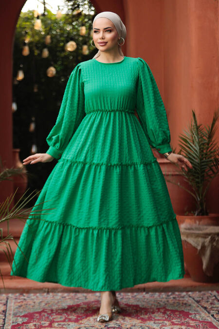  Green Modest Summer Dress 3033Y